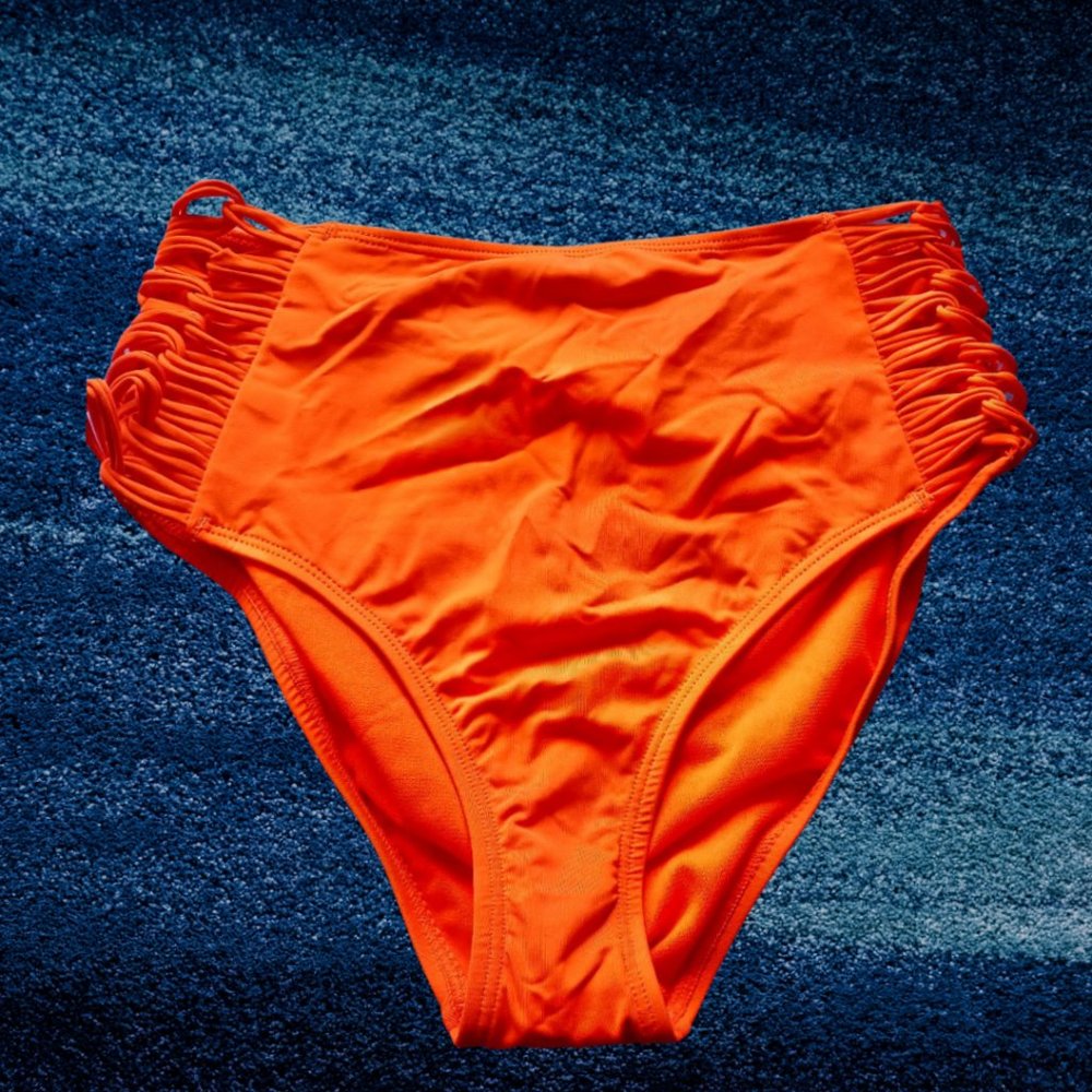 AMBRIELLE RED HIGH WAISTED BIKINI BOTTOM